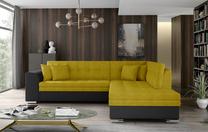 Kampinė sofa Pieretta Omega 68, Soft 11, juoda sp./geltona sp., dešininė, 205 x 260 cm x 80 cm