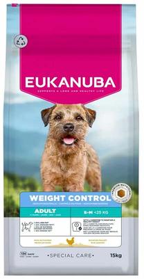 Sausā suņu barība Eukanuba Weight Control Chicken Small & Medium, vistas gaļa/kukurūza, 15 kg