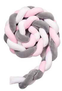 Защитный бортик Braid, белый цв./розовый цв./серый цв.