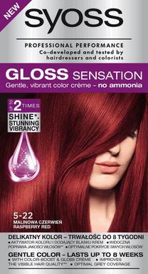 Matu krāsa Syoss Gloss Sensation, raspberry red krās., Raspberry Red 5-22, 115 ml