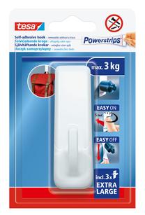 Drabužių kabliukas Tesa Powerstrips 58620, 9.4 cm x 3 cm, balta sp.
