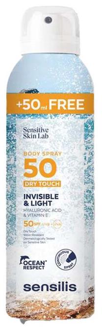 Purškiklis įdegio priežiūrai kūnui Sensilis Dry Touch Invisible And Light SPF50+, 250 ml