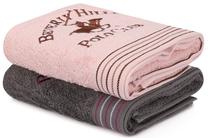 Vannas dvieļu komplekts Beverly Hills Polo Club Hand Towel Set 405, rozā krās./tumši pelēka krās., 90 cm x 50 cm, 2 gab.