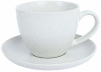 Puodelis su lėkštute Home4you Katrin, balta sp./pilka sp., 0.3 l