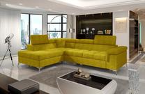 Kampinė sofa Eridano Omega 68, geltona sp., kairinė, 202 x 275 cm x 90 cm