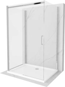 Dušo kabina Mexen Omega 825-140-100-01-00-3s-4010, 3-sienų, stačiakampė, 100 cm x 140 cm x 190 cm, balta sp./chromo sp./grūdintas