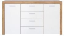 Komoda Komodos Balder KOM2D4S, ruda sp./balta sp., 88 cm x 39 cm x 155 cm