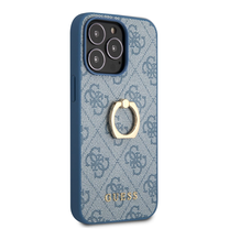 Telefono dėklas Guess Ring Stand, mėlyna sp., Apple