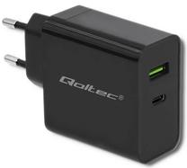 Adapteris Qoltec 51717, USB/Europlug/USB-C, juoda, 42 W