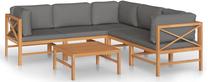 Āra mēbeļu komplekts VLX 6 Piece Lounge Set With Cushions, pelēks krās./brūns krās., 5 sēdvietas