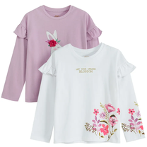 Krekls ar garām piedurknēm, klasisks, meitenēm Cool Club Blossom CCG2711807-00, ceriņu krās./balts krās., 92 cm, 2 gab.