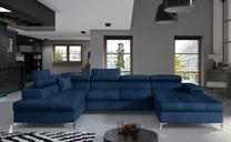 Kampinė sofa Eduardo Monolith 77, tamsiai mėlyna sp., kairinė, 202 x 345 cm x 90 cm