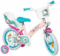 Vaikiškas dviratukas su papildomais ratukais, vaikų Toimsa Hello Kitty TOI1449, mėlyna sp./rožinė sp., 14"