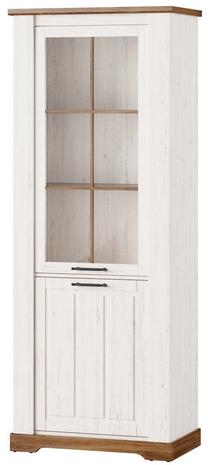 Vitrina Szynaka Meble Country 10, ruda sp./balta sp., 79 cm x 45 cm x 204 cm