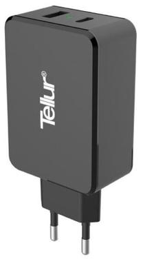 Telefono įkroviklis Tellur 2395806, USB/USB-C, juoda sp.