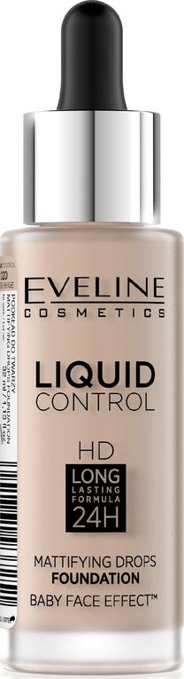 Skystas makiažo pagrindas Eveline Liquid Control HD, 020 rose beige, 32 ml