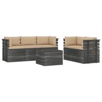 Āra mēbeļu komplekts VLX Garden Pallet Lounge Set, pelēks krās./brūns krās., 1-4 sēdvietas