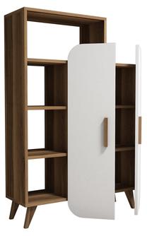 Pastatoma lentyna Kalune Design Form 845HCT3902, balta sp./riešuto sp., 132 cm x 32 cm x 90 cm
