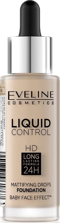 Skystas makiažo pagrindas Eveline Liquid Control HD, 015 light vanilla, 32 ml