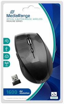 Bezvadu spēļu pele MediaRange MROS207, 2.4 ghz wireless, melna krās./pelēka krās.