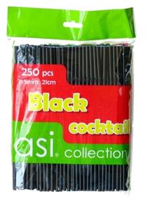 Šiaudeliai Asi Collection, plastikas, juoda sp., 250 vnt.