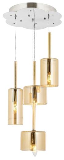 Valgusti rippuv Opviq Av-1675-4Kt, E14, 4 x 40 W, kuldne v. / kroom v.