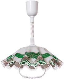 Valgusti rippuv FIRANKA_GREEN, E27, 1 x 60 W, valge v./roheline v. / valge v.