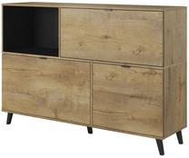 Komoda Nest Km-1, ąžuolo/juoda, 150 cm x 45 cm x 100 cm