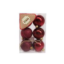 Eglutės žaisliukų rinkinys Christmas Touch N3/6006AB-R, raudona sp., 6 cm, plastikas, 6 vnt.