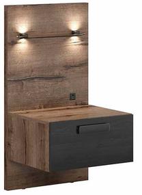 Naktinis staliukas Kassel KOM1S/L, rudas/juodas, 50.5 cm x 45.5 cm x 95.5 cm