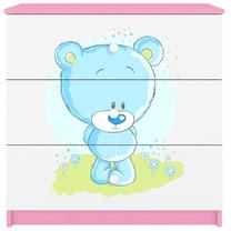 Vaikiška komoda Kocot Kids Babydreams Teddybear, balta sp./rožinė sp., 41 cm x 80 cm x 80.5 cm