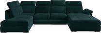 Kampinė sofa Evanell Mat Velvet 75, tamsiai žalia sp., dešininė, 216 x 330 cm x 102 cm