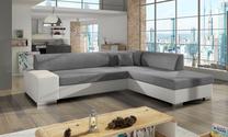Kampinė sofa Porto Sawana 21, Soft 17, balta sp./pilka sp., dešininė, 217 x 278 cm x 74 cm