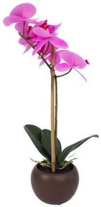 Искусственные цветы в вазоне, oрхидея Home4you In Garden Orchids, коричневый цв./фиолетовый цв., 46 см