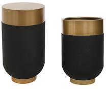 Žurnalinis staliukas Kalune Design Decorative Pot & Side Table Set 1016-1, aukso sp./juoda sp., 40 cm x 40 cm x 70 cm