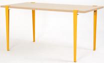 Stalas Kalune Design Pineios, geltona sp./medžio sp., 75 cm x 150 cm x 75 cm