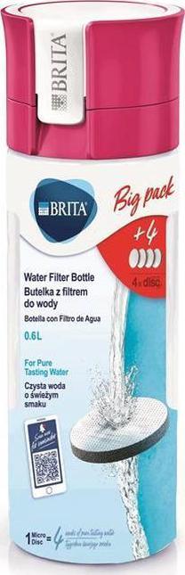 Ūdens filtra krūze Brita Fill & Go, 0.6 l, rozā krās.