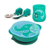 Indų komplektas Marcus&Marcus Toddler Self Feeding Ollie, 1 m., nerūdijantysis plienas/silikonas, žalia sp.