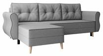 Kampinė sofa Neapol, pilka sp., kairinė, 230 x 76 cm x 90 cm