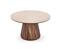 Kavos staliukas Diavola, riešuto sp./travertine sp., 80 cm x 80 cm x 47 cm