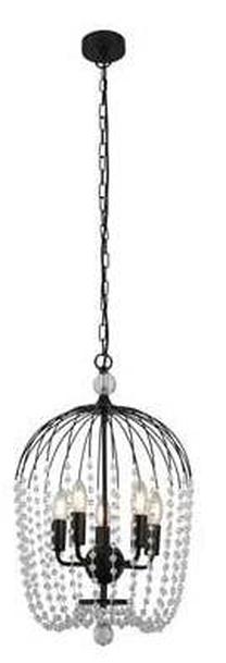 Valgusti rippuv Searchlight Shower, E14, 5 x 60 W, läbipaistev v./must v. / must v., 36 x 46 cm