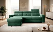 Kampinė sofa Fresia Lukso 35, žalia sp., kairinė, 176 x 247 cm x 104 cm