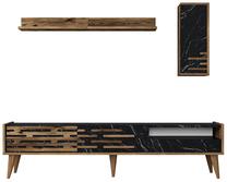 Sekcija Kalune Design Valensiya 845HCT5347, juoda sp./riešuto sp., 45 cm x 180 cm x 35 cm, 3 vnt.