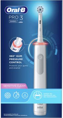Elektrinis dantų šepetėlis Braun Oral-B Pro 3 3000 Sensitive Clean, balta sp.