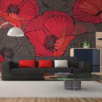 Fototapete Artgeist Pleated Poppies F4TNT0478-P, 270 cm x 450 cm