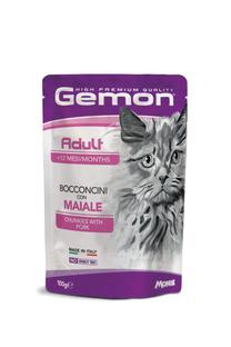 Šlapias kačių maistas Gemon Adult Chunkies, kiauliena, 0.1 kg