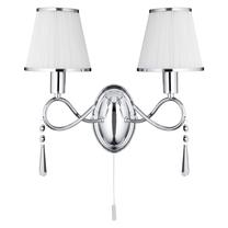 Šviestuvas sieninis Searchlight Simplicity 2032-2CC, E14, 2 x 7 W, balta sp./chromo sp. / chromo sp.