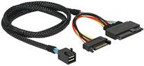 Кабель Delock SFF-8643 male - U.2 SFF-8639 female + SATA power 84821 SFF-8643 male, U.2 SFF-8639 female/SATA, 0.75 м, черный цв.