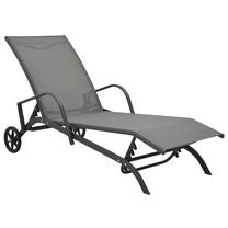 Lauko gultas VLX Steel And Textilene 47845, pilka sp., 200 cm x 58 cm x 32 cm