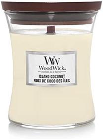 Žvakė, aromatinė WoodWick Medium Hourglass Island Coconut, 80 h, 275 g, balta sp.